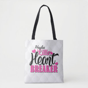 Personalized NAME Pink Little Heart Breaker Tote Bag
