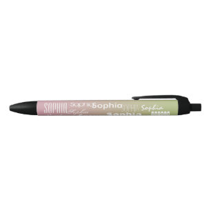 Personalized Name Pink Mint ombre Black Ink Pen