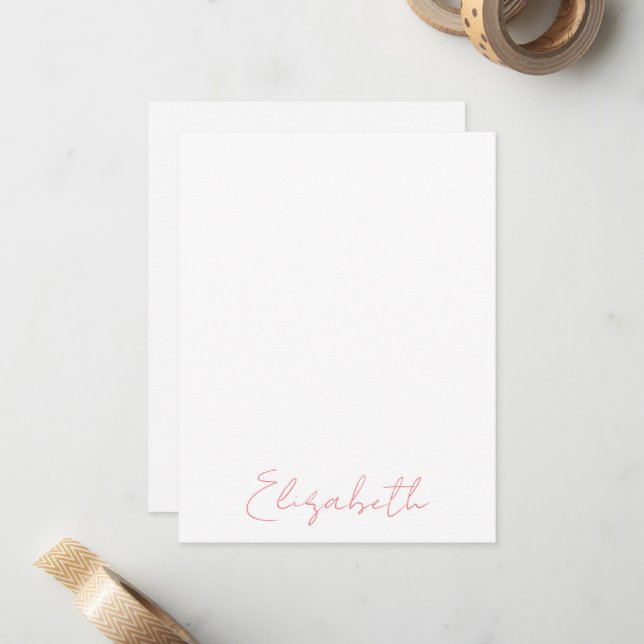 Personalized Name Pink Note Cards (Front/Back In Situ)