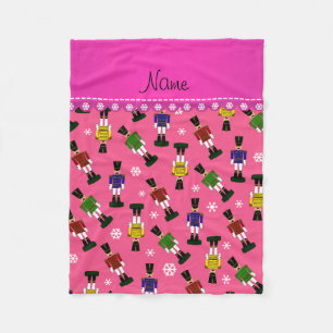 Personalized name pink nutcrackers fleece blanket