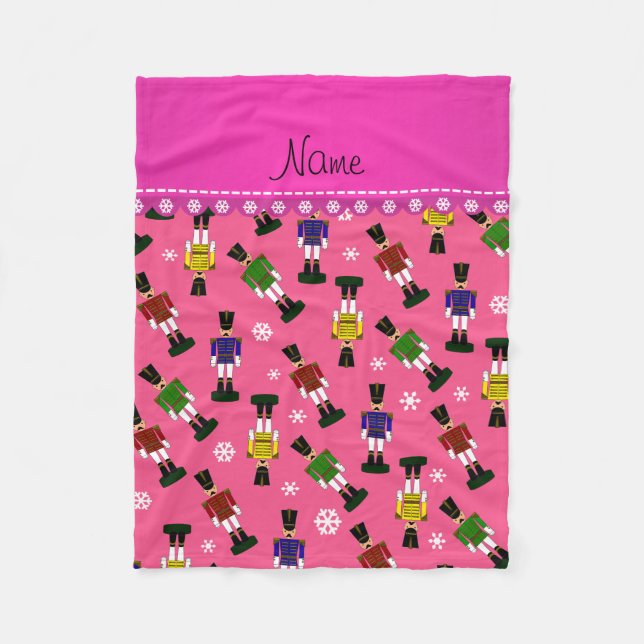 Personalized name pink nutcrackers fleece blanket (Front)