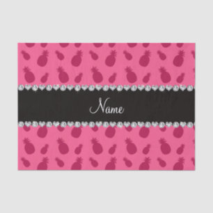 Personalized name pink pineapple pattern tissue paper
