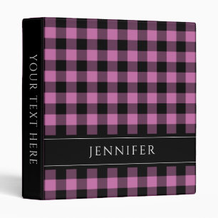 Personalized Name Pink Plaid Binder