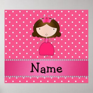 Personalized name pink princess pink polka dots poster