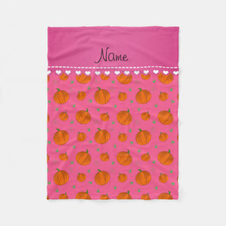 Personalized name pink pumpkins fleece blanket