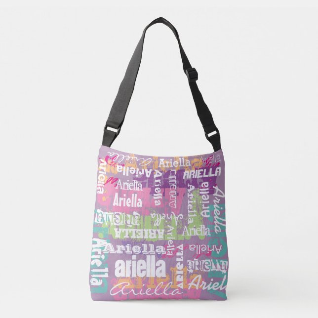 Personalized Name Pink Purple Crossbody Bag (Front)