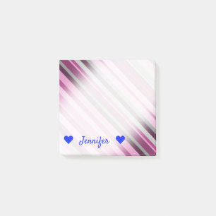 Personalized Name + Pink/Purple/Grey Stripes Notes