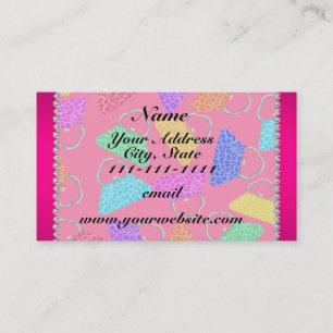Personalized name pink rainbow leopard purses business card