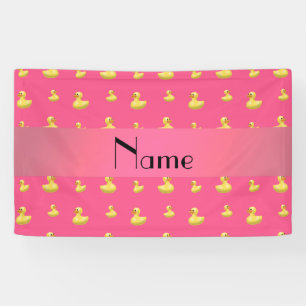 Personalized name pink rubber duck pattern banner