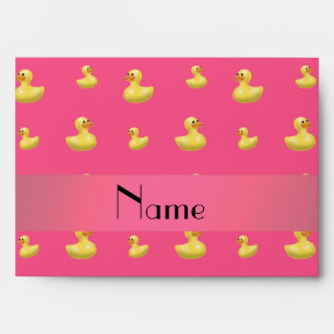Personalized name pink rubber duck pattern envelopes