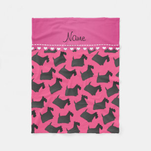 Personalized name pink scottish terrier dogs fleece blanket
