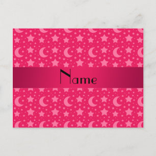 Personalized name pink stars and moons postcard