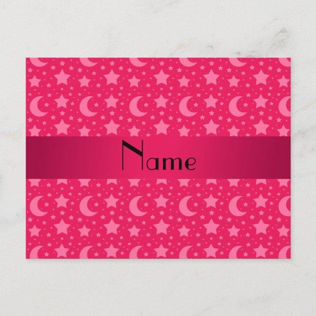 Personalized name pink stars and moons postcard (Front)
