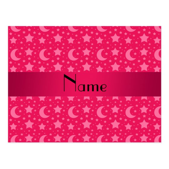 Personalized name pink stars and moons postcard
