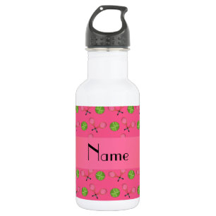 Personalized name pink tennis balls 532 ml water bottle