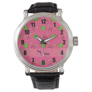 Personalized name pink tennis balls watch