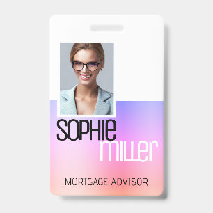 Personalized Name Pink To Purple Ombre Stylish Badge