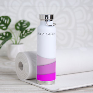Personalized Name Pink Waves Water Bottle