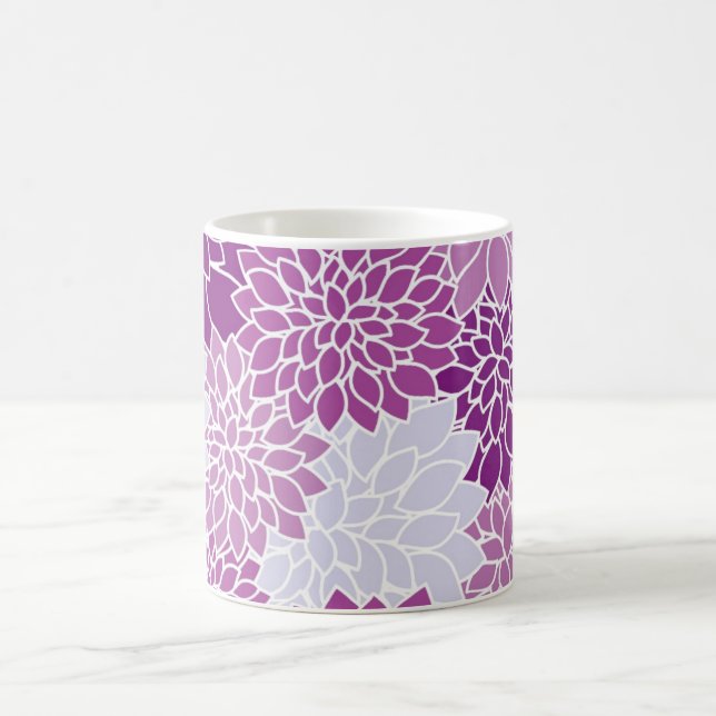 Personalized Name Pink & White Dahlia Flower Coffee Mug (Center)