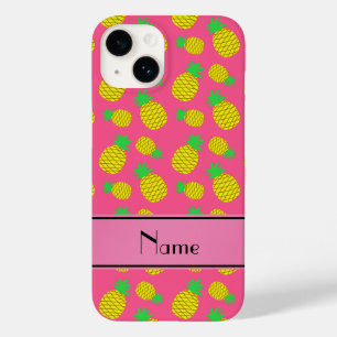 Personalized name pink yellow pineapples Case-Mate iPhone 14 case