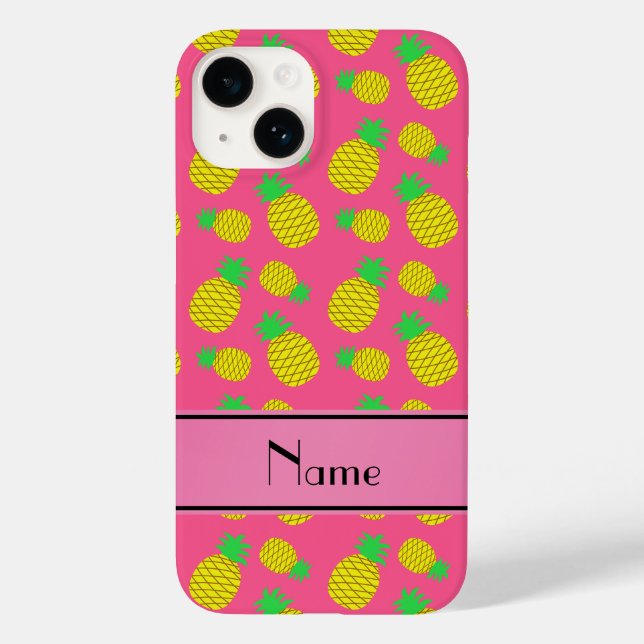 Personalized name pink yellow pineapples Case-Mate iPhone case (Back)