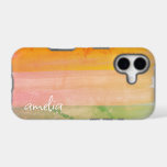 Personalized Name Pink Yellow Texture Modern<br><div class="desc">This personalized design features soft sunset colors in a painterly stripe pattern with your name in a relaxed handwritten style. The warm mix of peach, orange, and green creates a calm, colorful look that feels easy to use every day. The simple layout keeps the focus on your name while adding...</div>