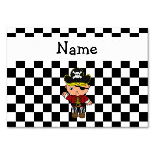 Personalized name pirate black white checkers table number