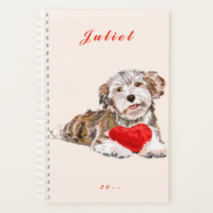 Personalized Name Planner Dog Heart Love
