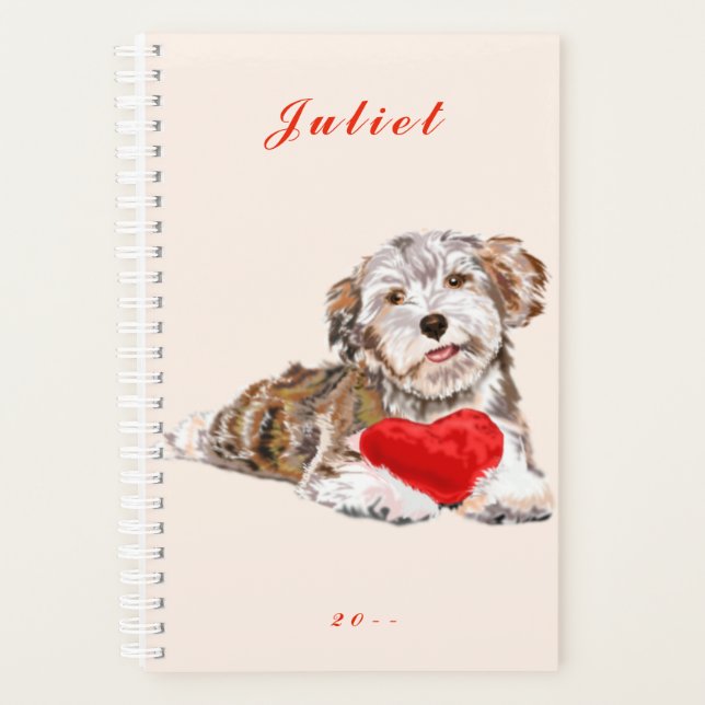 Personalized Name Planner Dog Heart Love (Front)