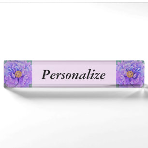 Personalized Name Plate w/ Clock Option - Peony