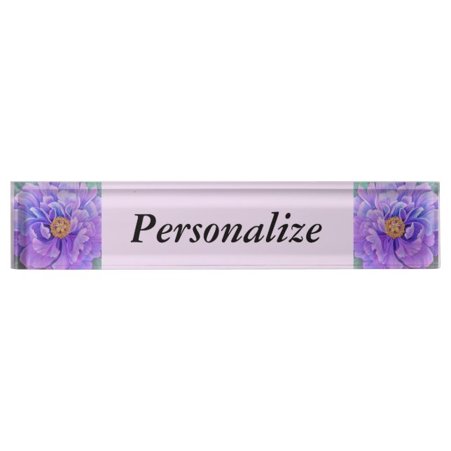 Personalized Name Plate w/ Clock Option - Peony (Front)