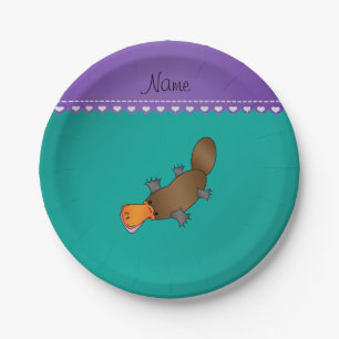 Personalized name platypus green paper plate