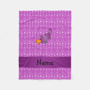 Personalized name platypus purple bubbles fleece blanket