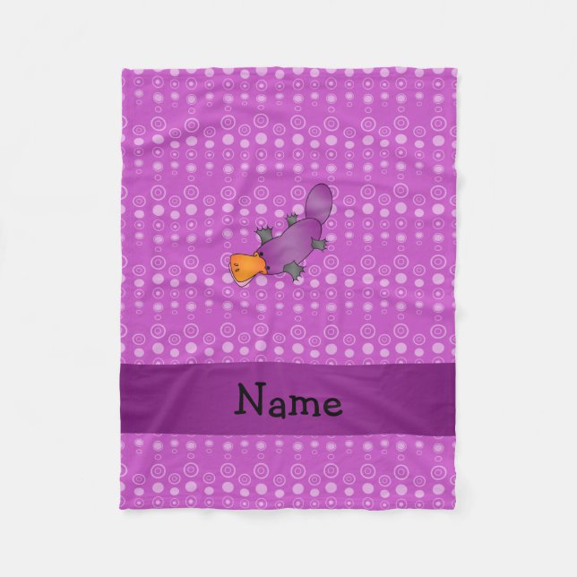 Personalized name platypus purple bubbles fleece blanket (Front)