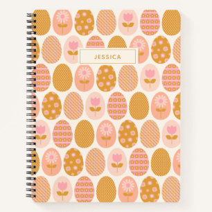 Personalized Name Playful Easter Floral Egg Pastel Notebook