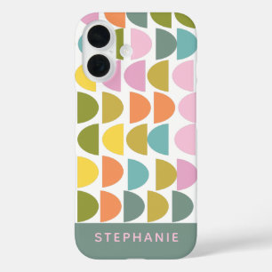 Personalized Name Playful Pastel Retro Geometric  iPhone 16 Case