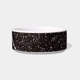 Personalized name plum pink damask black glitter bowl
