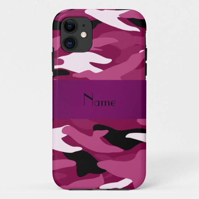 Personalized name plum purple camouflage Case-Mate iPhone case (Back)