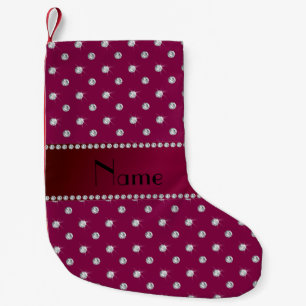 Personalized name plum purple diamonds small christmas stocking