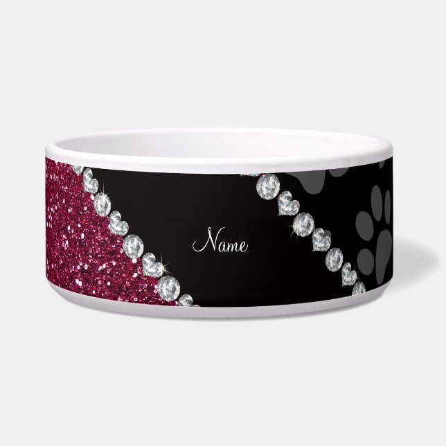 Personalized name plum purple glitter black paws (Front)
