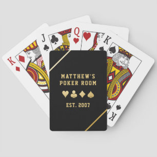 Personalized Name Poker Room Gold Suit Playing Cards