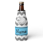 Personalized name polar bear grey white chevrons