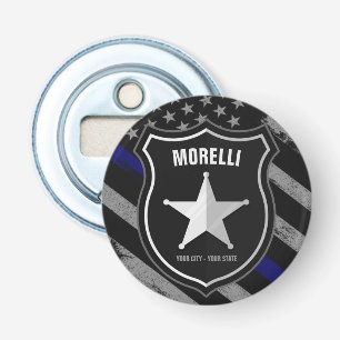Personalized NAME Police Officer Sheriff Cop Flag Bottle Opener