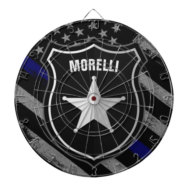 Personalized NAME Police Officer Sheriff Cop Flag Dartboard (Front)