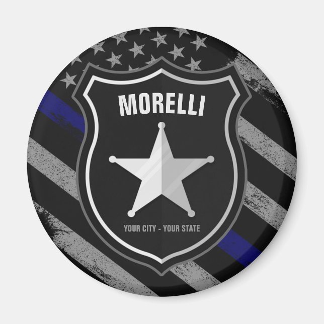 Personalized NAME Police Officer Sheriff Cop Flag Magnet (Front)