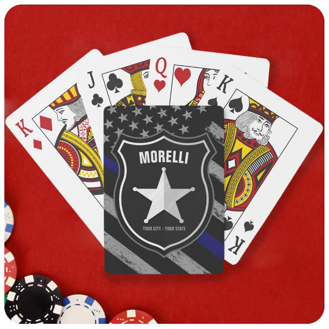 Personalized NAME Police Officer Sheriff Cop Flag Playing Cards (Creator Uploaded)