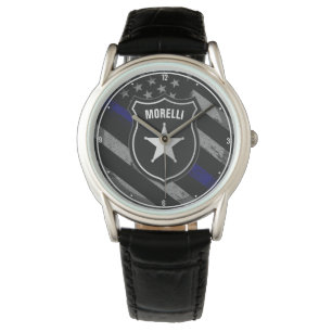 Personalized NAME Police Officer Sheriff Cop Flag  Watch