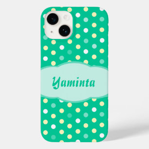 Personalized name polka dot green phone case