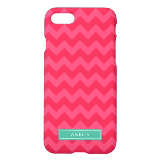 Personalized Name Preppy Pink Chevron Monogram iPhone 8/7 Case