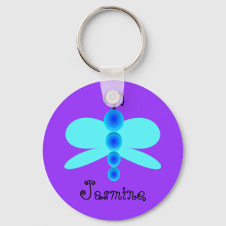 Personalized Name Pretty Blue Butterfly Keychain